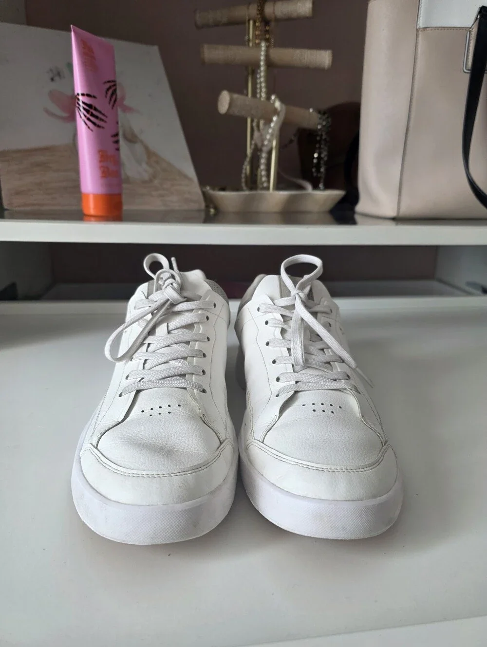 On Running White Men's Leather Sneakers - Clean Low-Top Design